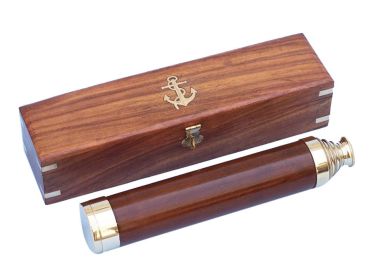 Deluxe Class Solid Brass - Wood Admiral's Spyglass Telescope 25 w/ Rosewood Box