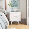 FarmHouse 2 Drawer Solid Wood Nightstand White