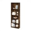 71-inch Tall 5-Shelf Bookcase in Medium Brown Wood Finish