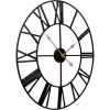 Round 24-inch Black Metal Roman Numeral Wall Clock with Gold Hands