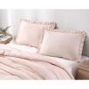 King Oversized Pink Ruffled Edge Microfiber Comforter Set