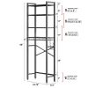 Black Over the Toilet Storage Freestanding Industrial Metal Wood Shelving Unit