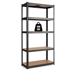 Black Heavy Duty 60-inch 5 Tier Adjustable Shelving Unit Garage Storage Rack