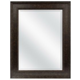 Beveled Rectangular Bathroom Vanity Mirror with Bronze Finish Frame