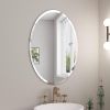 Oval Frameless 35-inch Beveled Bathroom Bedroom Living Room Vanity Wall Mirror