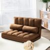 Faux Suede 5 Tilt Foldable Floor Sofa Bed with Detachable Cloth Cover in Brown