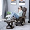 Adjustable Brown Faux Leather Remote Massage Recliner Chair w/ Ottoman