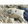 Queen size 100-Percent Cotton 3-Piece Bedspread Quilt Set Ocean Beach Sea Shells Marine Starfish