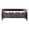 Espresso 2 Tier Coffee Occasional Table with 3 Storage Baskets