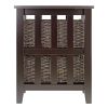 Espresso 3 Tier Bookcase Shelf Accent Table with 2 Small Storage Baskets