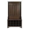 Dark Brown Entryway Hall Tree Shoe Cubbie Coat Rack