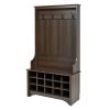 Dark Brown Entryway Hall Tree Shoe Cubbie Coat Rack