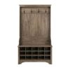 Grey Entryway Hall Tree Shoe Cubbie Coat Rack