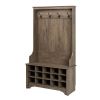 Grey Entryway Hall Tree Shoe Cubbie Coat Rack