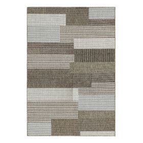 5' x 7'6 Brown Sand Modern Geometric Stripe Area Rug