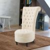 Cream Tufted High Back Plush Velvet Upholstered Accent Low Profile Chair