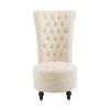 Cream Tufted High Back Plush Velvet Upholstered Accent Low Profile Chair