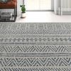 5 ft. x 7.5 ft. Blue Grey Chevron Coastal Boho Style Indoor Outdoor Area Rug