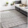 5 ft. x 8 ft. Black Off-White Chevron Coastal Boho Style Indoor Outdoor Area Rug