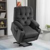 Dark Grey Upholstered Power Lift Chair Recliner with USB Ports, Cup Holders, Side Pockets