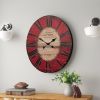 Red Oversized Distressed Paris Wood Wall Clock