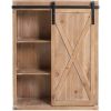 Farmhouse Wall Mounted 1 Door Sliding Barn Style Bathroom Cabinet & Shelves