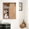 Farmhouse Wall Mounted 1 Door Sliding Barn Style Bathroom Cabinet & Shelves