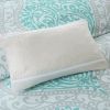 Full / Queen Teal Turquoise Aqua Blue and White Damask Comforter Set