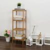 Solid Wood 4-Tier Bathroom Storage Shelving Unit