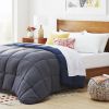 Full All Seasons Grey/Navy Reversible Polyester Down Alternative Comforter