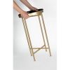 Gold Finish Metal Round Nightstand End Table with Removable Black Tray Top