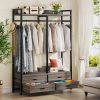 Modern Grey Black Garment Rack with Clothes Hanging Rod and 4 Storage Drawers