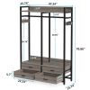 Modern Grey Black Garment Rack with Clothes Hanging Rod and 4 Storage Drawers