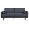 Modern Grey Fabric Upholstered Sofa with Mid-Century Style Wood Legs