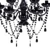 6 Light Gothic Gypsy Pendant Black Crystal Candle Ceiling Chandelier