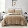 Queen Plush Microfiber Reversible Comforter Set in Gold