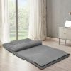 Faux Suede 5 Tilt Foldable Floor Sofa Bed Detachable Cloth Cover in Grey