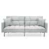 Plush Gray Split-Back Design Convertible Linen Tufted Futon w/ 2 Pillows