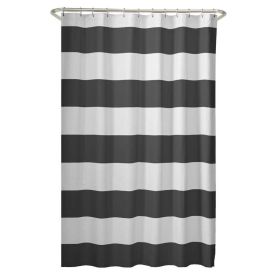 72 x 70 inch Polyester Grey White Nautical Ocean Beach Striped Shower Curtain