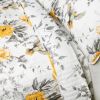 King size 3 Piece White Yellow Grey Reversible Floral Birds Cotton Quilt Set