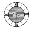 Large 32-inch Roman Numeral Wall Clock Black Metal with Grey Wood Interior