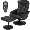 Sturdy Black Faux Leather Electric Massage Recliner Chair w/ Ottoman