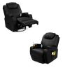 Black Swivel Heat & Massage Recliner Chair 5 Modes Remote Control