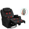 Black Swivel Heat & Massage Recliner Chair 5 Modes Remote Control