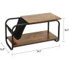 Modern 2-Tier Coffee Table with Magazine Book Holder Sling in Brown Wood Finish