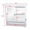 2-Door Wall Mounted Bathroom Medicine Cabinet with Mirror in White