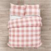 King Size Plaid Soft Faux Fur Comforter Set Pink Blush