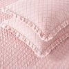 King Pink Microfiber Diamond Quilted Bedspread Set with Frayed Edges