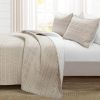 King Scandinavian Chevron Beige Tan White Reversible Cotton Quilt Set