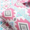 Full/Queen Southwest Style Polyester Pink Blue Striped Reversible Quilt Set